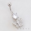 MULTI CZ BEADED BUTTERFLY DANGLE BELLY BUTTON NAVEL RING 316L SURGICAL STEEL